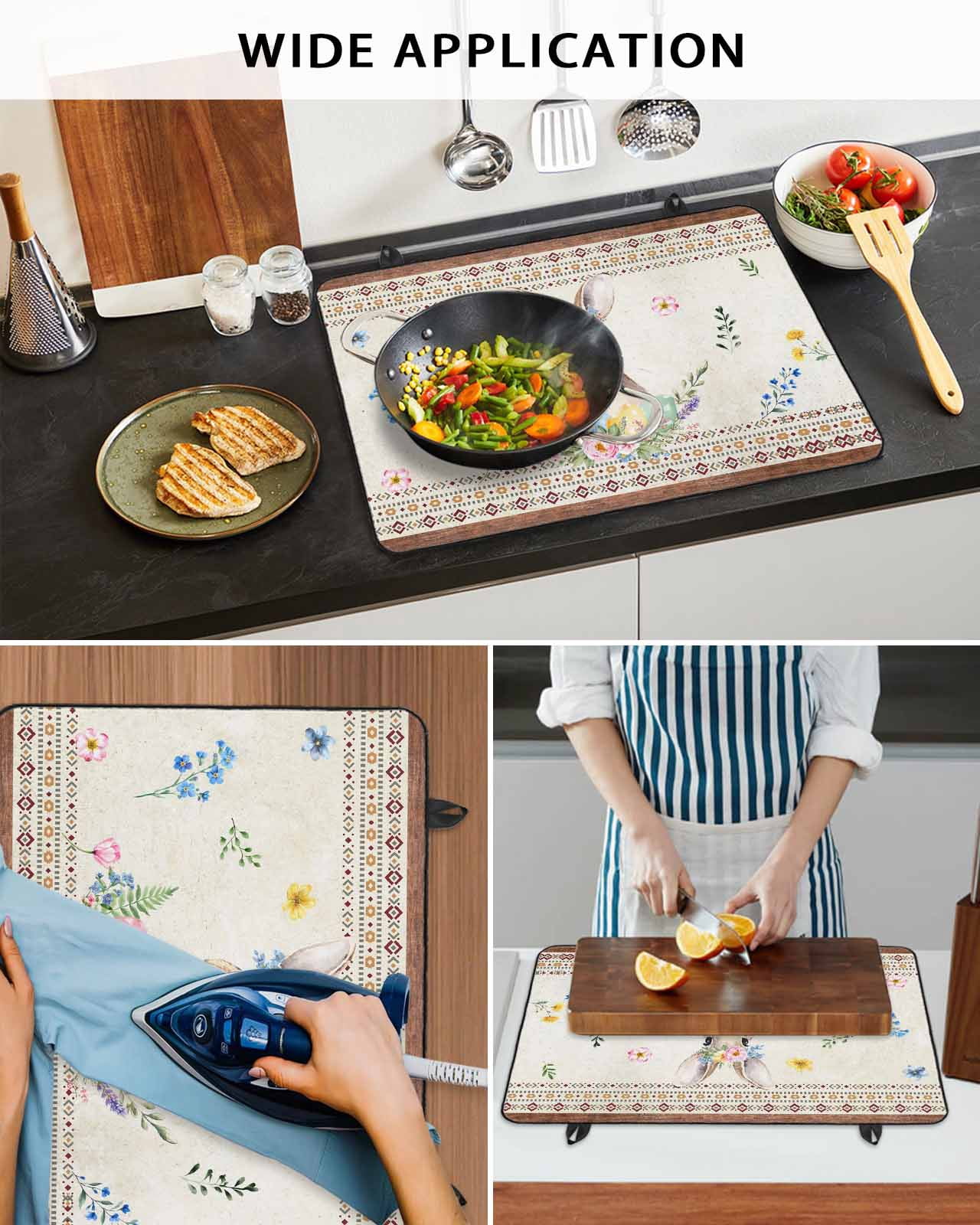 Large Induction Cooktop Protector Mat Easter Stove Top Covers for Electric Stove, Boho Ethnic Farmhouse Rabbit Colorful Eggs Patterned Decorative Stove Burner Cover Mats, Glass Top Stove Cover