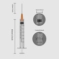 thumbnail image 2 of Jeringa Veosor Luer Lock de 3 ml con aguja de 25 G y 1 cm (paquete de 30), 2 of 5