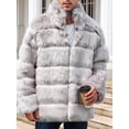 thumbnail image 2 of KelaJuan Men's Luxury Faux Fur Coat Jacket Stand Collar Open Front Long Sleeve Winter Warm Coats Overcoat Outwear, 2 of 6