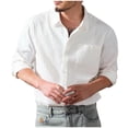 thumbnail image 1 of pstuiky camisetas de manga larga para hombre, Camisa tipo cárdigan de manga larga con cuello vuelto y botones holgados para hombre salir tops xxxl, 1 of 3