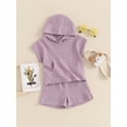 thumbnail image 3 of Bagilaanoe 2pcs Toddler Baby Boy Girl Shorts Set Short Sleeve Hooded  Tops + Shorts 6M 12M 18M 24M 3T 4T Kids Casual Summer Clothes, 3 of 7