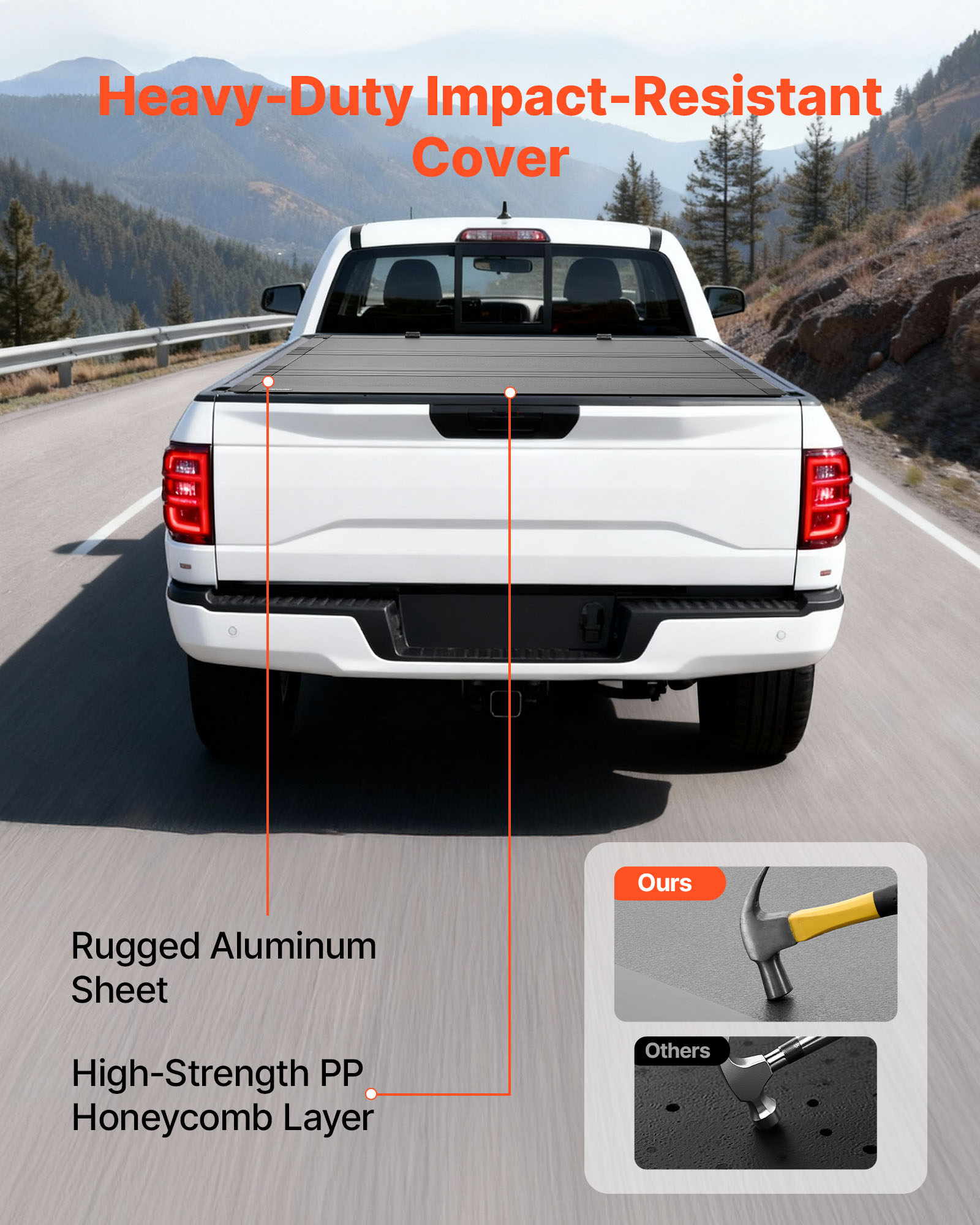 VEVOR Hard Tri-Fold Truck Bed Tonneau Cover, Compatible with 2019-2025 Chevy/GMC Silverado/Sierra 1500 5.8 ft (70 in) Bed with MultiPro/Flex Tailgate (Not Fit CarbonPro), Waterproof Low-Profile Cover