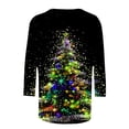 thumbnail image 5 of Ugly Christmas Shirts for Women Funny Shinny Xmas Tree Printed Tees Casual 3/4 Sleeve Merry Christmas Tunic Tops, 5 of 5