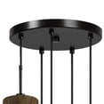 thumbnail image 3 of 5 Light Metal Frame Pendant Fixture with Wooden and Glass Shades, Brown, 3 of 5
