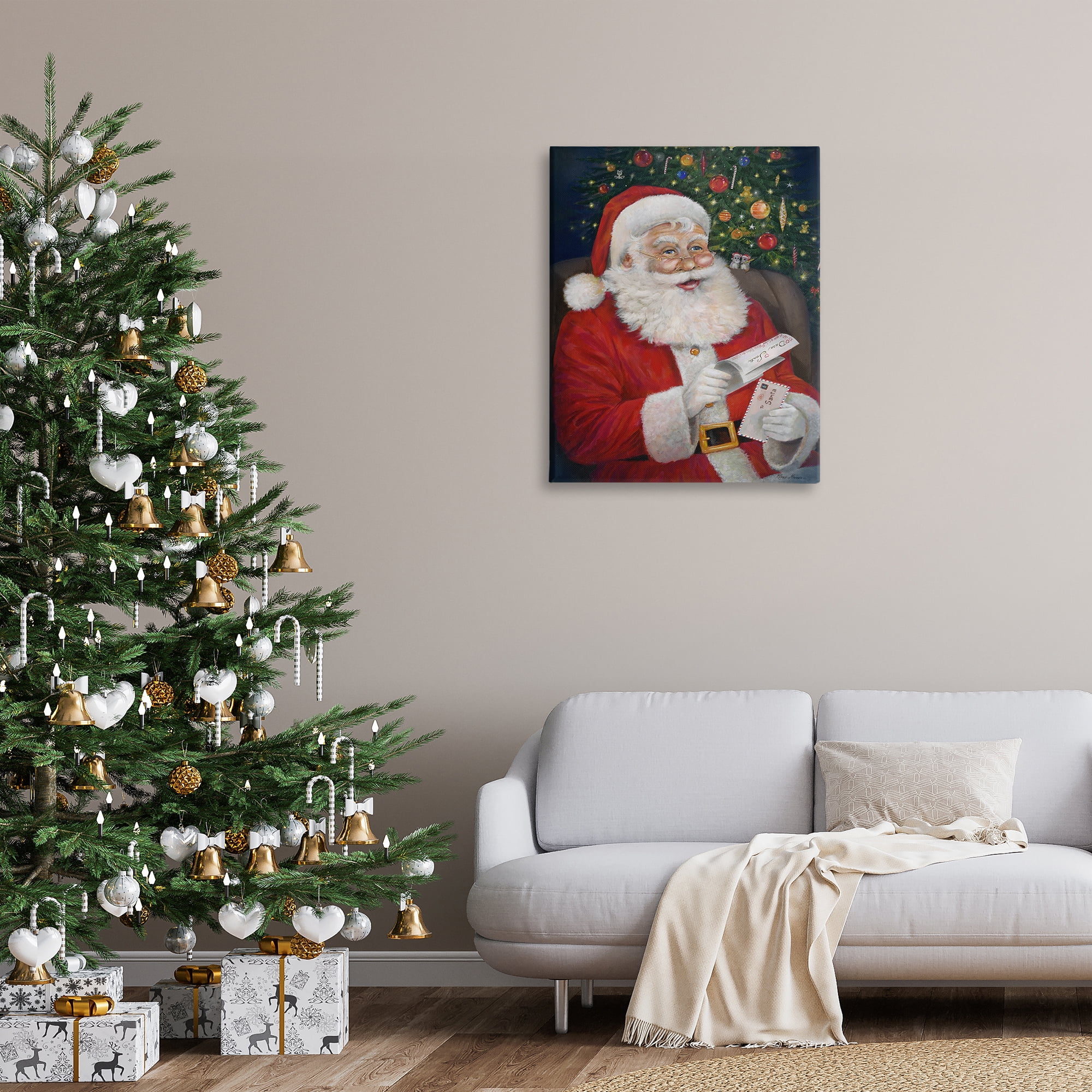 Stupell Industries Merry Santa Claus Holiday Painting Gallery Wrapped Canvas Art Prints Wall Art, 30 x 40
