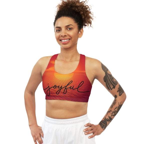 Seamless Sports Bra (AOP) Joyful Sunset Colors