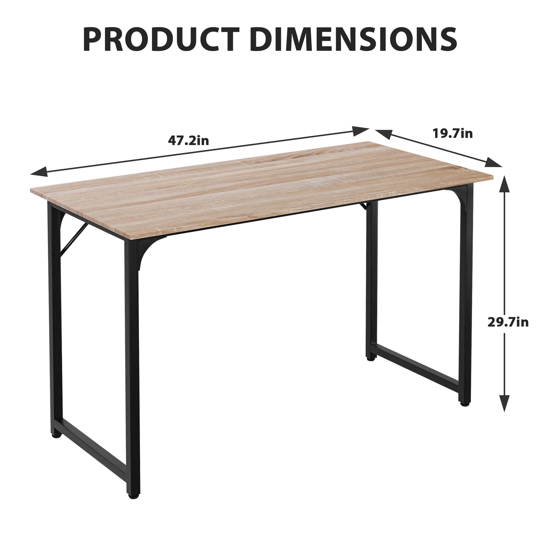 YRLLENSDAN 19.7×47 Computer Desk for Two Monitors Study Desk Writing Desk Office Desk Study Table for Adult Work Desk for Home Simple Industrial Desk,Beige