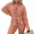 thumbnail image 6 of Elegant Women'S Long Sleeve Shirt And High-Waisted Shorts Two-Piece Set For Casual Fashion In The Latest Style. Perfect For A Chic Look., 6 of 15
