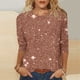 thumbnail image 1 of Tejiojio Women's Sequin Top Round Neck 3/4 Sleeves Sparkly Casual Party Blouse S-2XL, 1 of 5
