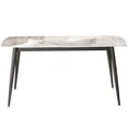 thumbnail image 3 of Modern Sintered Stone Dining Table for 6 with Curved Edge and Dark Gray Metal Legs, White Pandora Surface, 3 of 8
