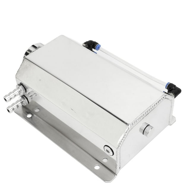 Ymiko Water Coolant Overflow , Aluminium Alloy Silver 2L Capacity Universal Coolant Radiator Reservoir Expansion Replacement for Most Cars
