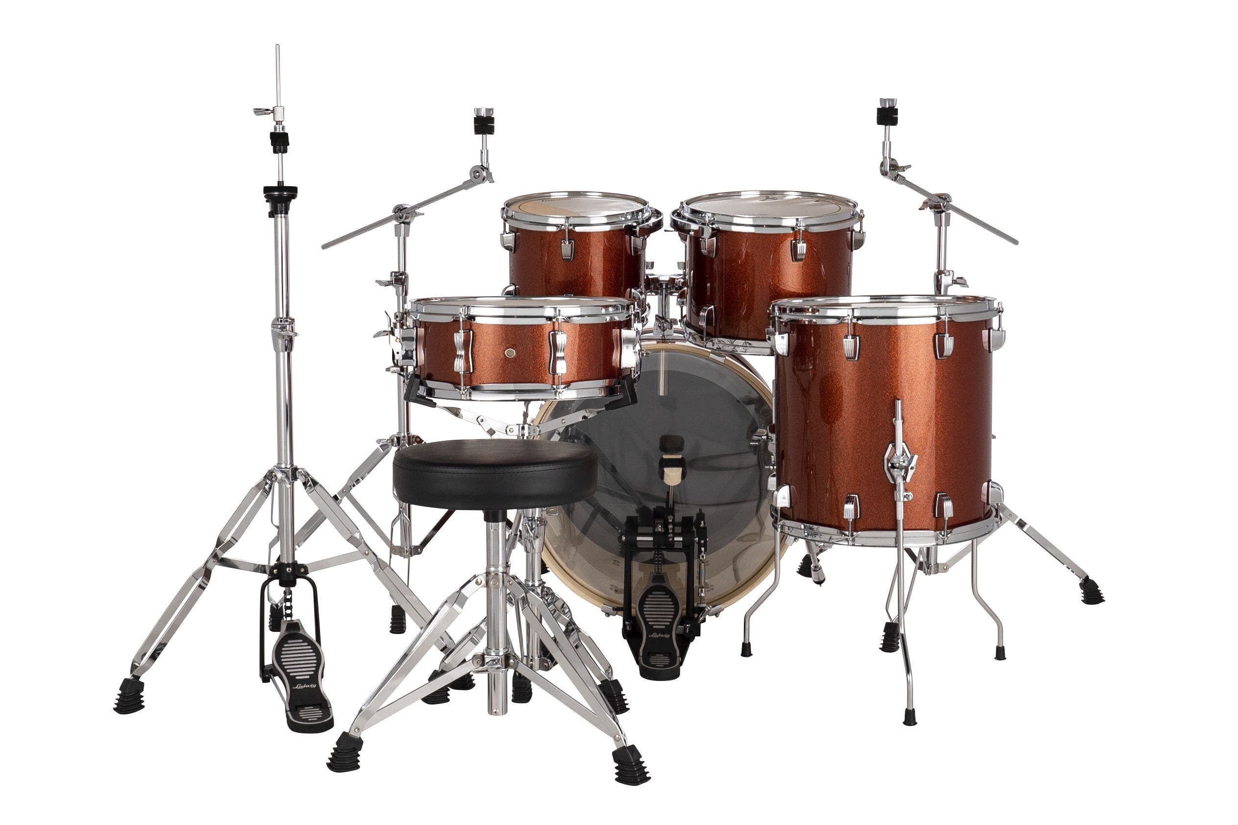 Ludwig Evolution 5-Piece Drum Set w/Hardware, 20" Kick, Copper Sparkle
