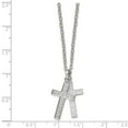 thumbnail image 5 of Stainless Steel Necklace with Pendants Chain Polished Laser Cut CZ 2 Piece Cross 20in 20 inch, 5 of 6