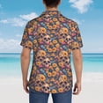 thumbnail image 4 of Sikiie Skull daisy colorful Print Men's Hawaiian Shirt, Summer Beach Button Pocket Short Sleeve T-Shirt,Large, 4 of 7