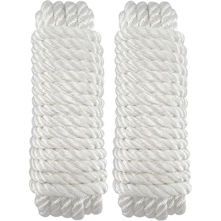 ISURE MARINE 2Pack 1/2” X 25’ Dock Lines Marine Grade Double Braided Nylon Dock Line Boat Rope Mooring Rope Dock Line