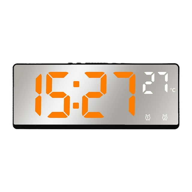GUOOL Digital Alarm Clock Battery Powered or USB Adjustable Brightness 12H 24H Desktop Orange Light