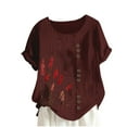 thumbnail image 2 of Shorts pour Femmes, Blouses pour Femmes, Mode Féminine Imprimée Confortable Ample Manches Courtes Blouse Boutonnée Col Rond Décontracté, 2 of 4