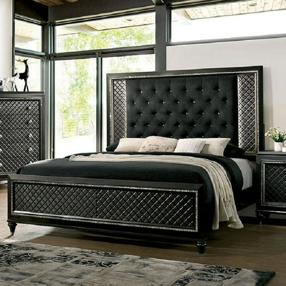 Contemporary Metallic Gray Finish Bedroom Furniture 1pc Queen Size Bed