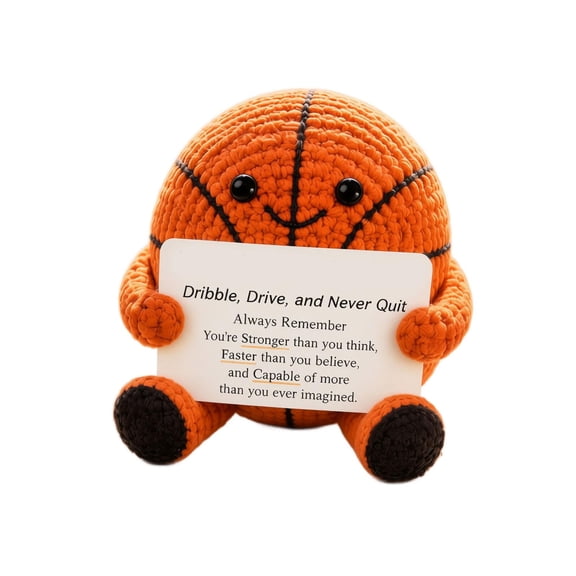 Finished Crochet Basketball Display Ornament, Back to School Gifts for Students, Graduation Plush, Emotional Support Gifts, 2.5X2.5 Inch Soft Knitted Stuffed Toys with