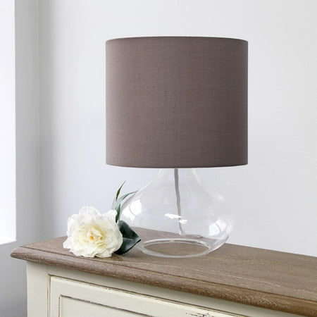 Simple Designs - Glass Raindrop Table Lamp with Fabric Shade - Clear/Gray
