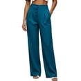thumbnail image 2 of SAWOBUUN Women Wide Leg Pants High Waisted Front Button Straight Leg Dress Pants Pleated Work Slacks for Office Business Casual, 2 of 6