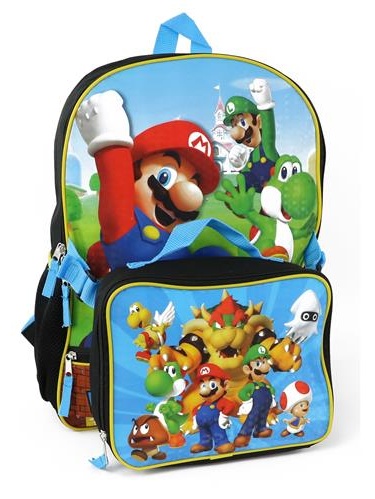 mario brothers backpack and lunchbox