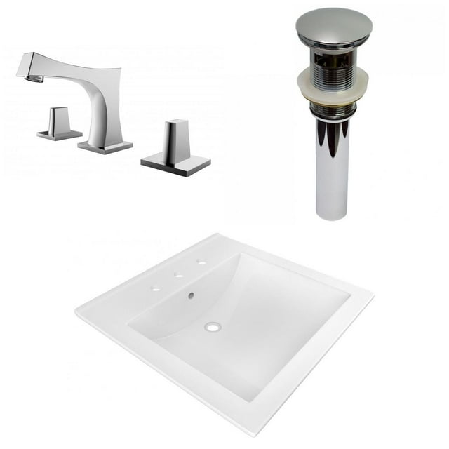 American Imaginations 21.5-in. W 3H8-in. Ceramic Top Set In White Color - Overflow Drain Incl. AI-30032