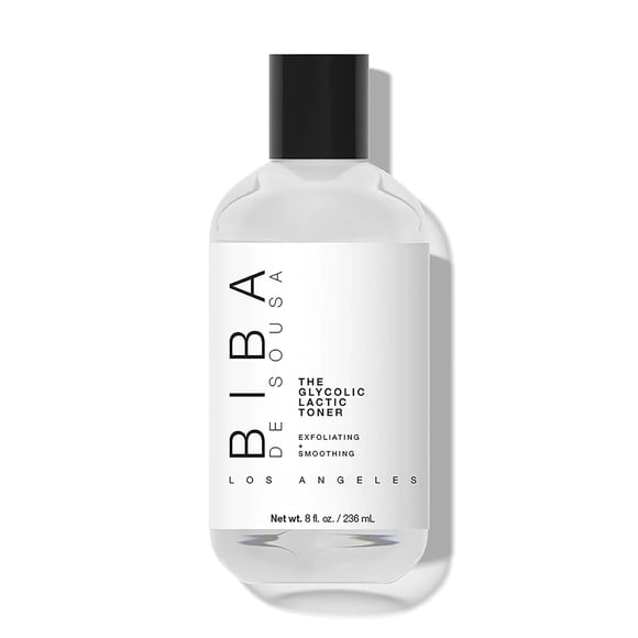 BIBA DE SOUSA El tónico láctico glicólico - Tónico exfoliante con ácido hialurónico AHA y aloe vera - Ilumina el cutis de la piel sin secado excesivo (8 oz)
