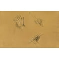 thumbnail image 2 of Johann Peter Krafft 24x17 Gold Ornate Framed and Double Matted Museum Art Print Titled - Hand Studies on the 'scene from the Tyrolean Freedom Battle' (1840), 2 of 4