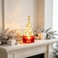 thumbnail image 5 of Mini Christmas Tree Table Lamp LED Night Light, Small Xmas Desktop Ornament for Window Sill Fireplace Holiday Decor, Plastic, Warm White Glow, Gift Box Base, 5 of 6