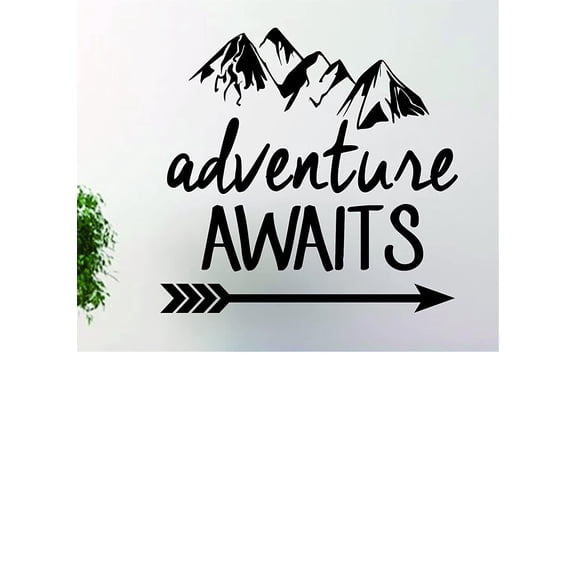 Decals Adventure Awaits Mountains Arrow Design Decal Sticker Wall Vinyl Art Decor Travel Explore Wanderlust Hike