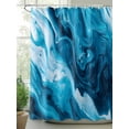 thumbnail image 2 of Blue Ocean Waves Shower Curtain, Blue Marble Abstract Art Waterproof Shower Curtain Set with 12 Hooks Lightweight Washable Fabric Shower Curtains for Bathroom 72x72 Inches, 2 of 6