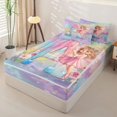 thumbnail image 2 of jejeloiu Magical Cute Girls Zipper Twin Comforter Sets with Fitted Sheet and 2 Pillowcases For Kids,Girls Personalized Initial A Zipper Bedding Set,Pink Reversible,4 Pieces, 2 of 7