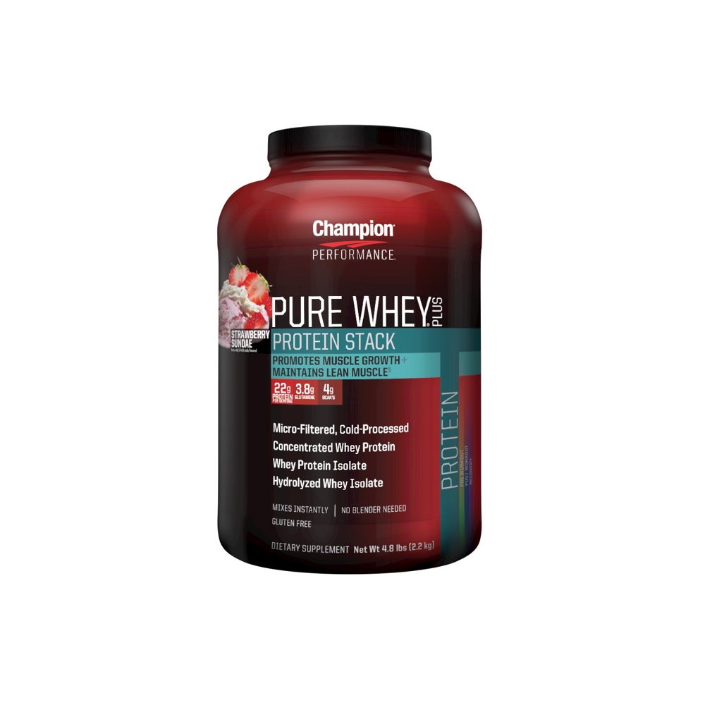 Champion Performance Pure Whey Plus, Strawberry Sundae, 4.8 Lb - Walmart.com - Walmart.com