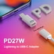 thumbnail image 1 of Adaptateur 8 broches vers type C femelle vers mâle 480 Mbps pour iPad IPhone15 (type C blanc), 1 of 6