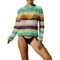 thumbnail image 2 of Arvbitana Women Bikini Cover Ups Shirt Striped Knitted Cutout Loose Long Sleeve Tops Blouses for Beach Bathing Suit S-XL, 2 of 9