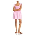thumbnail image 3 of FRENCH CONNECTION Womens Pink Ruffled Smocked Pullover Unlined Sleeveless Square Neck Mini A-Line Dress 2, 3 of 3