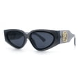 thumbnail image 4 of Womens Diva Narrow Triangular Thick Temple Plastic Fashion Sunglasses Slate - Black, 4 of 8