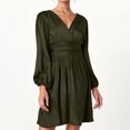 thumbnail image 1 of WILLBEST Vestido De Verano Para Mujer, Vestido Informal Con Cuello En V Y Mangas Para Uso Diario, Básico, Color Sólido, Fluido, Cómodo, Para Primavera, Verano Y Otoño, 1 of 3