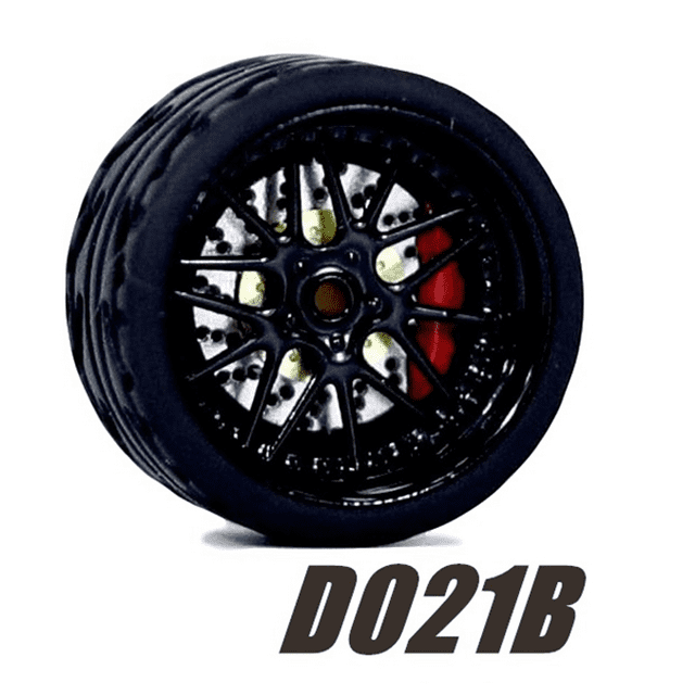 Carlomo Roues 1/64 pour Modèle de Voiture D-Class 2 Ensemble de Détail en Alliage Pièces de Rechange avec Pneus en Caoutchouc Disque de Casse Adultes Passe-Temps D021B