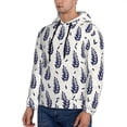 thumbnail image 3 of Wukai Blue Leaves Print Men Hoodies Fleece Sweatshirts Long Sleeve Sweaters Pullover Fall Outfits Winter Clothes-Small, 3 of 7