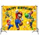 thumbnail image 1 of Figuras de dibujos animados de Super Mario Bros, Mario, Luigi, Yoshi, Toad, decoración de fiesta, fondo de tela, juguetes, regalos de cumpleaños para niños, 1 of 4