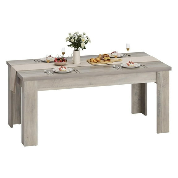 Home 63" Dining Table for 4-6, Wood Farmhouse Rectangular Thickened Dinner Dining Room & Kitchen Table for 4 for Apartment, Small Space