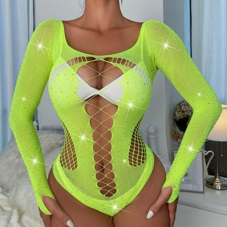 

Homadles Lingerie for Women- One Piece Slim Fit Sleepwear Mesh Sexy Lingerie Sets Green One Size