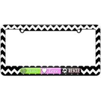 Peace Love Rescue, Pet Animal Love License Plate Tag Frame, Multiple Colors