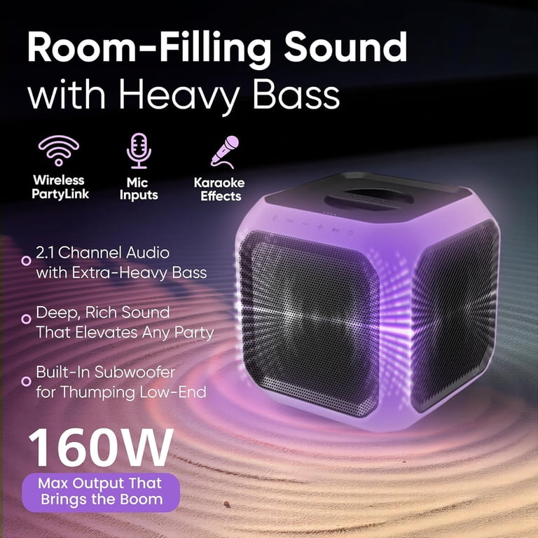 PHILIPS X7207 Bluetooth Party Cube Speaker with 360° Party Lights