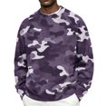 thumbnail image 2 of IAJDKMEK Men's Camo Corduroy Crewneck Sweatshirt - Loose Fit Long Sleeve Pullover Top for Men, Camouflage Print Casual Sweatshirt for Outdoor,Purple XL, 2 of 5