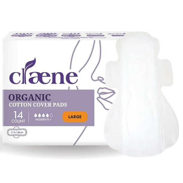 Claene Organic Cotton Cover Pads, CrueltyFree, Menstrual Large Pads