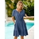 thumbnail image 3 of Vestido simple de mezclilla de verano casual de manga corta para mujer, 3 of 7