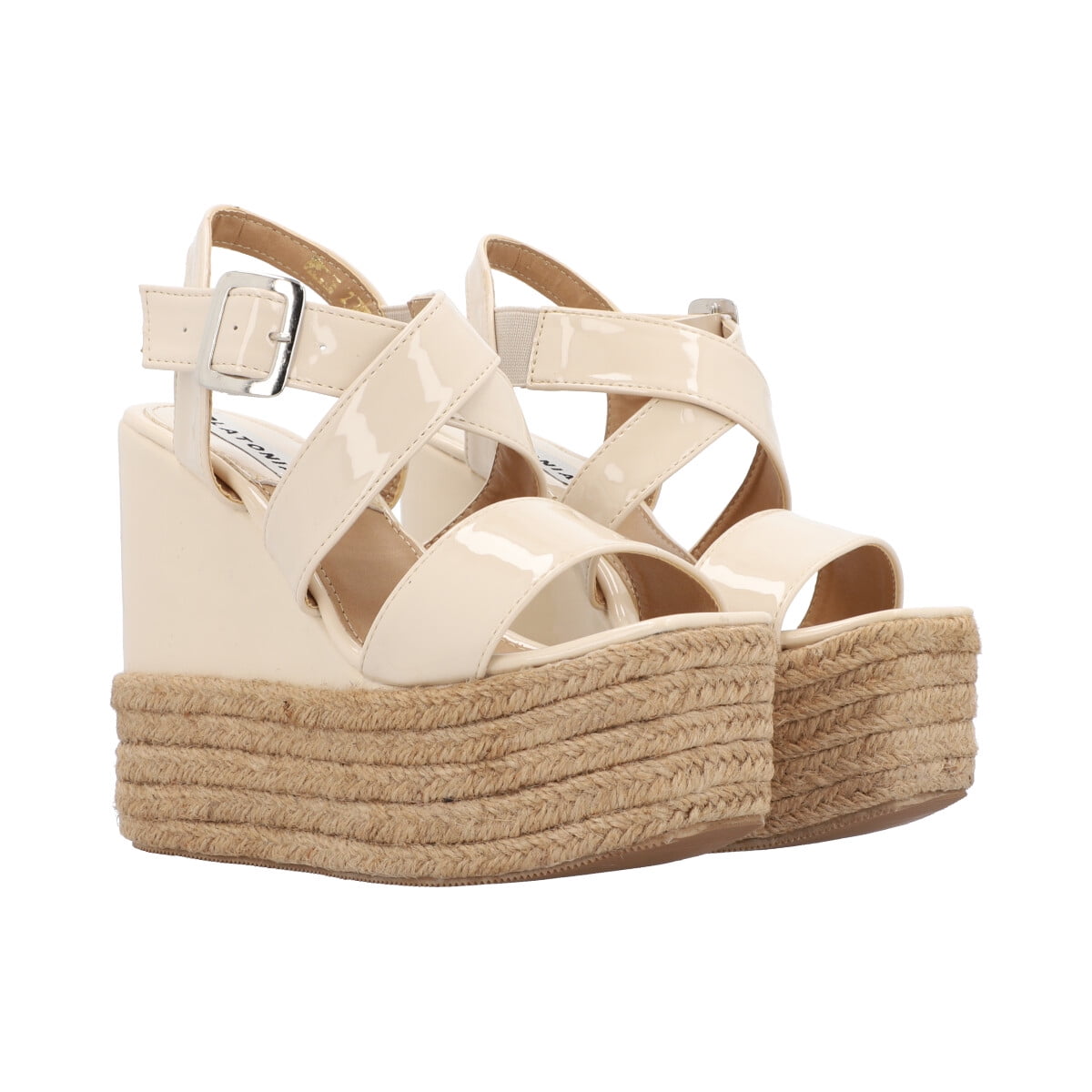 Sandalia De Plataforma Para Mujer Color Charol Nude Platonia - Main Image